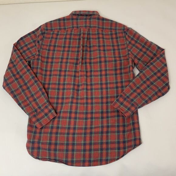 J Crew Shirt Men M Brushed Twill Slim Button Up Red Green Plaid Cabincore Dad - Picture 2 of 7